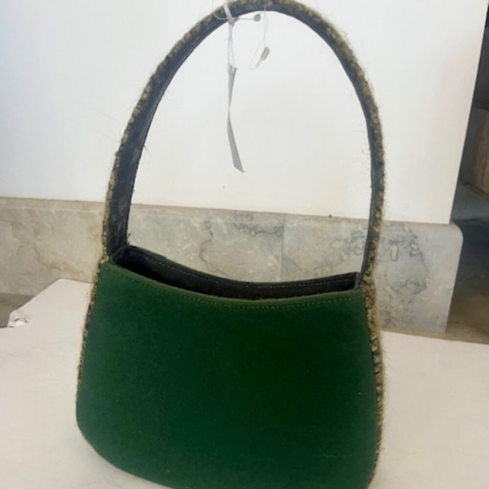 Rare Vintage Sarah Shaw Handbag Satchel, Wool and Leather